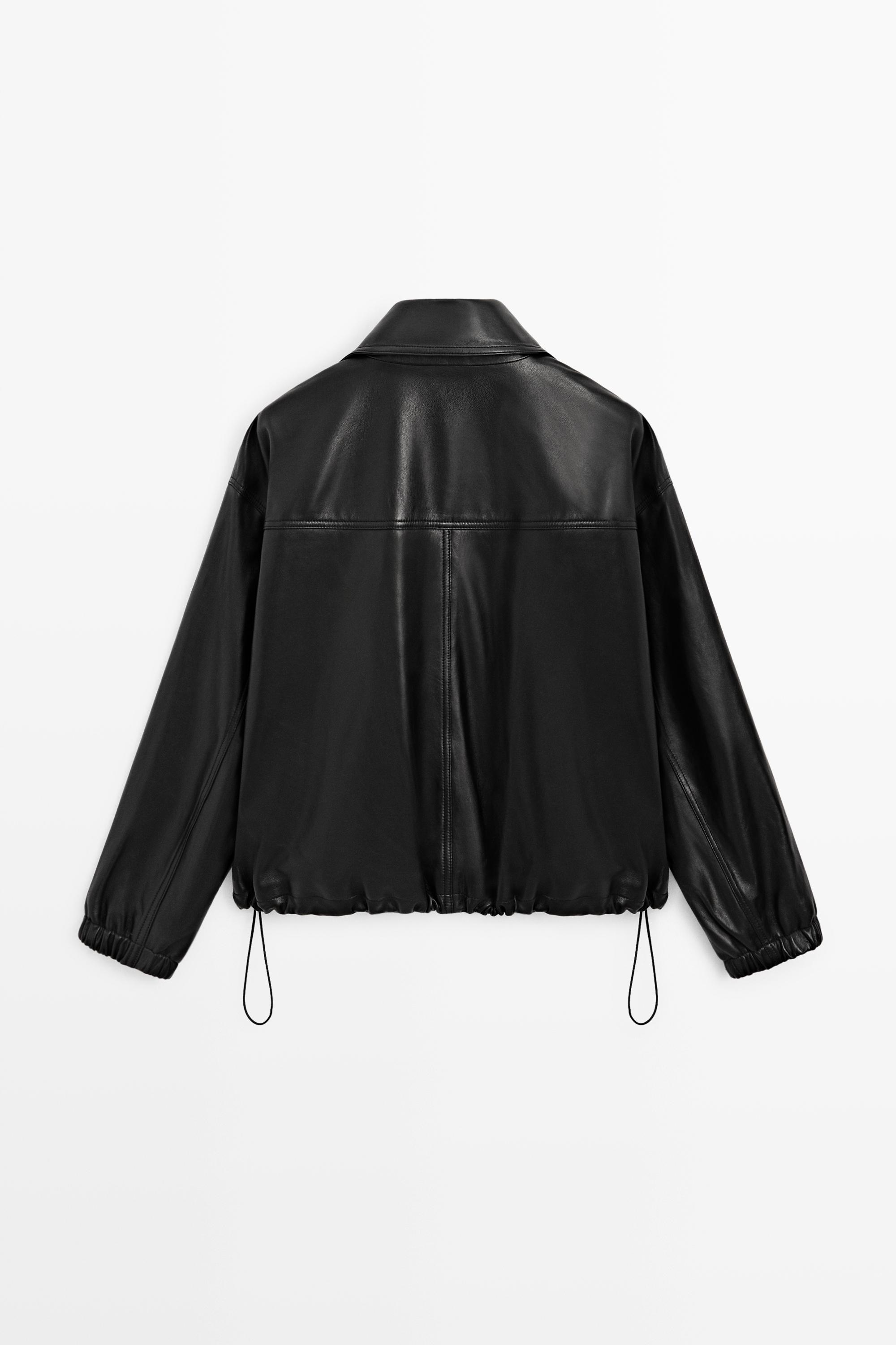 Veste bomber en cuir nappa